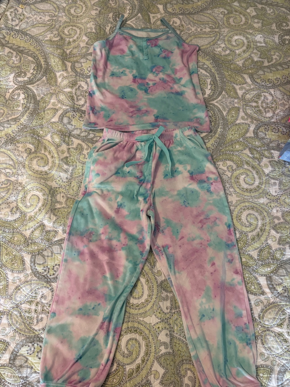 American Girl Pastel Pink & Aqua Tie-Dye Crop Pajamas